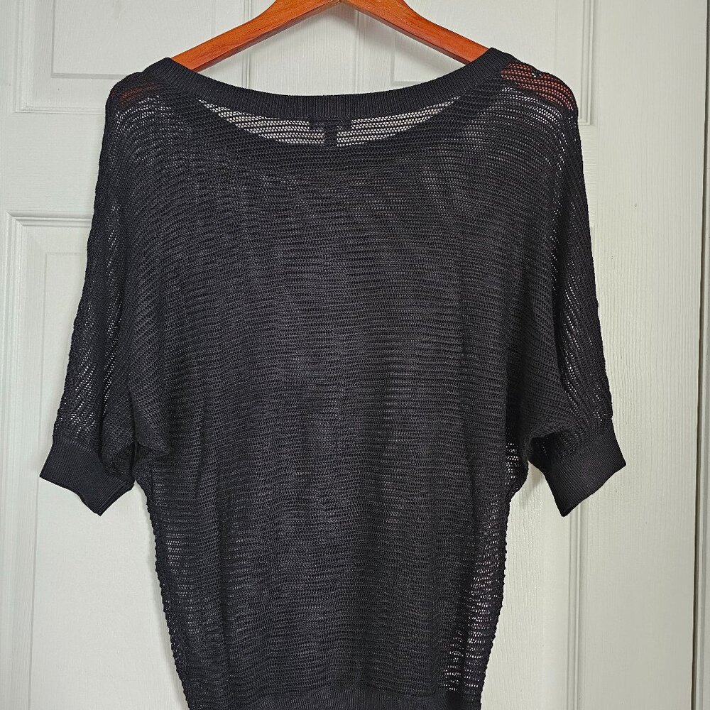 Express sweater, dolman open-knit , Black